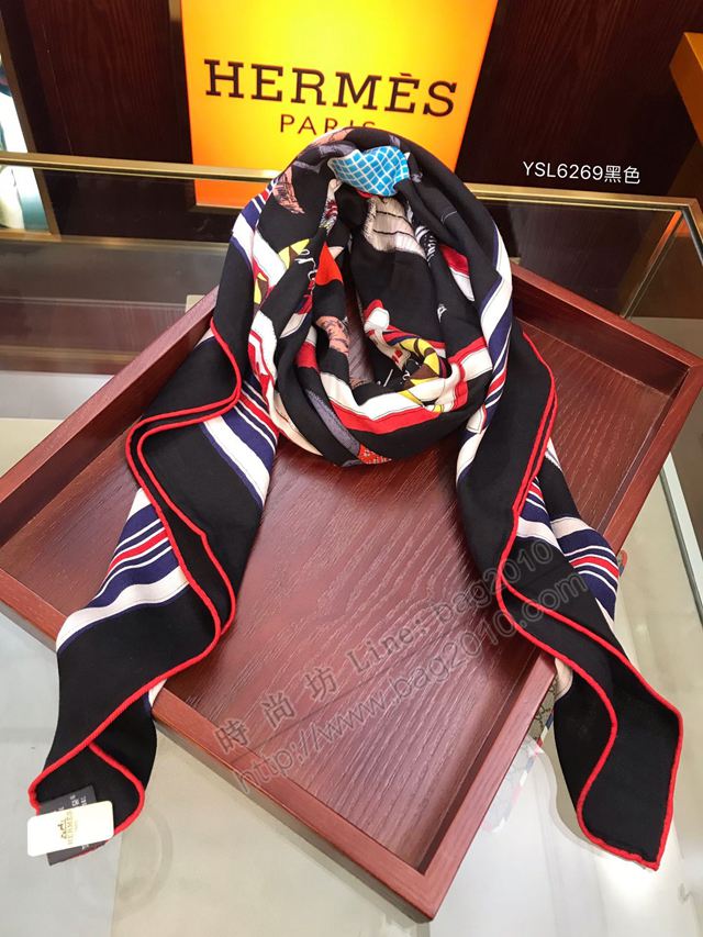 HERMES圍巾 最新款同步專櫃 愛馬仕真絲羊絨大方巾 經典百搭  llwj6554